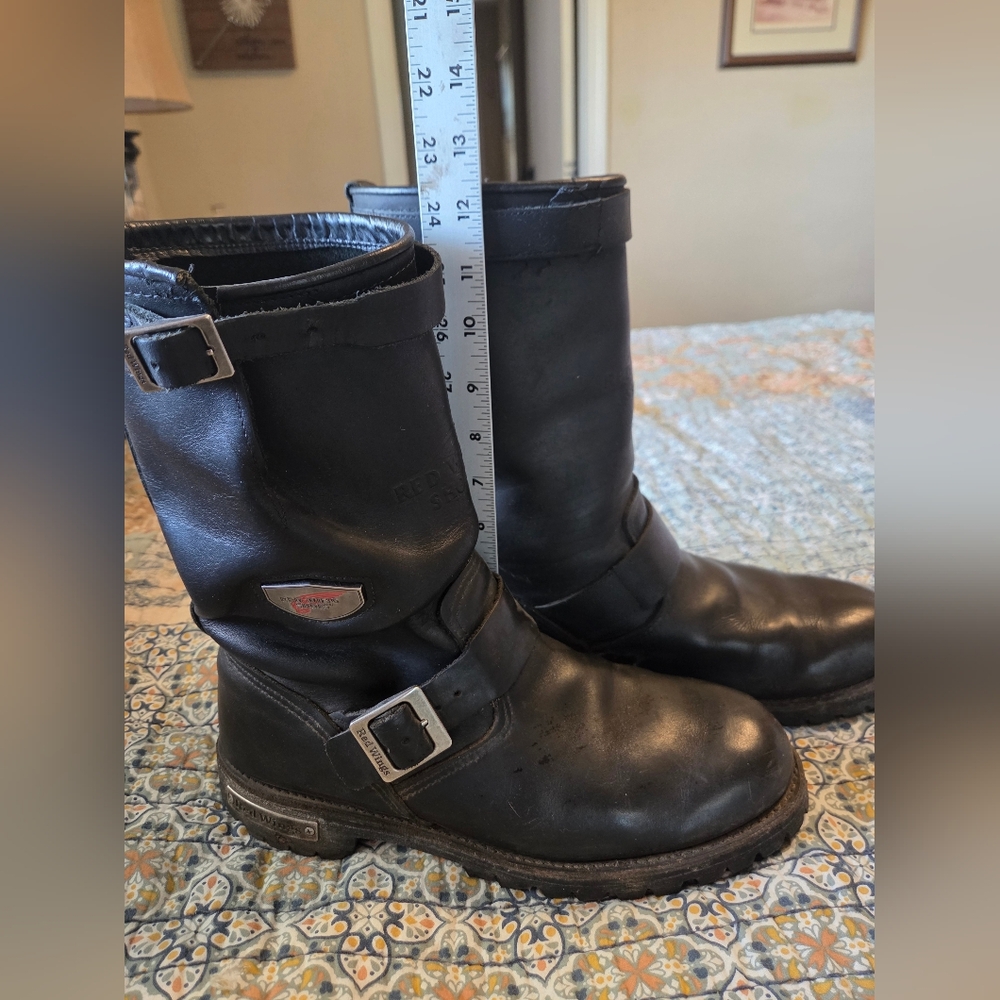 Red Wing Black Leather Men's (Motorcycle) Boots - 10.5